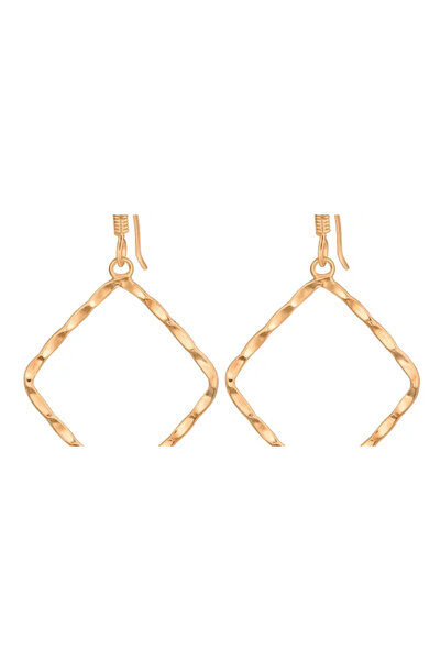 All4Silver Rose Gold Diamond Shape Silver Earrings - 925 Silver