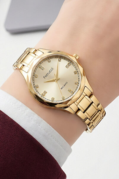 Ferrucci Steel Cord Steel Case Women Wrist Watch Gold Sdfer191