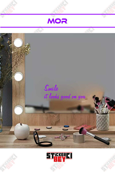 STİCKERCI BEY ملصق زجاجي تحفيزي بعبارة 'ابتسِ، تبدو جيدة' (قطع بالليزر)