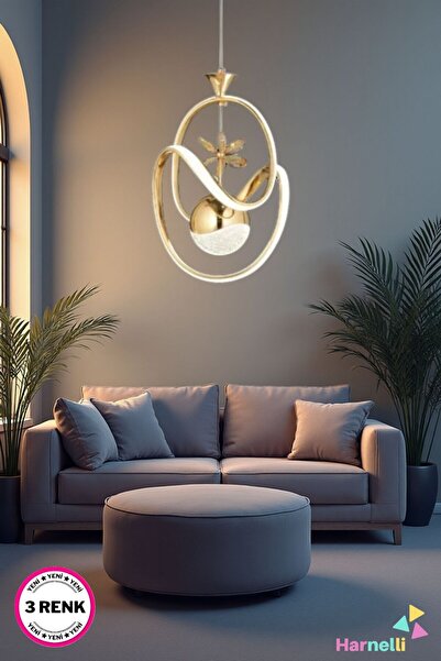 Harnelli 3 Renk Yanabilen Şeker Camlı Modern Ledli Avize