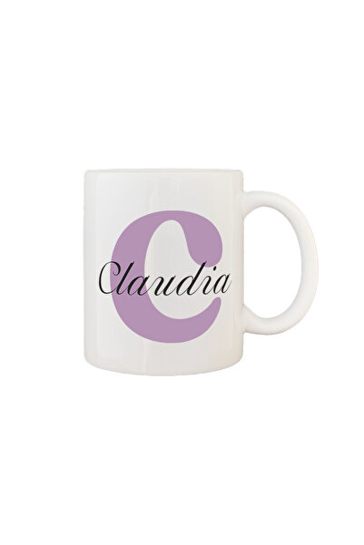 AFFIX THE DIFFERENT PERSPECTIVE Personalized mug with first name, white with white interior and handle, 350ml, Women's First Name Collection, Claudia