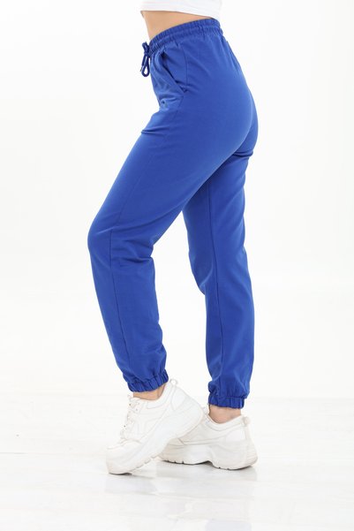 HEDEF DAİSY Women's Elastic Waist, Lace-Up Front, Elasticated Cuffs, Two-Thread, Navy Blue Color Sweatpants.
