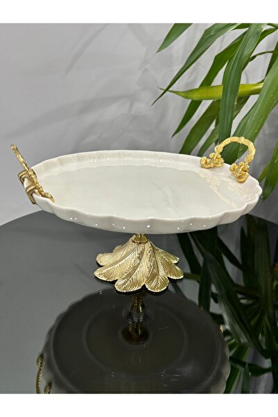 PARILTI HOME COLLECTİON أواني مائدة من البورسلين، وأطباق تقديم وتقديم مع قواعد معدنية