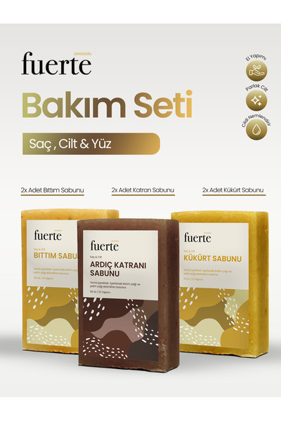 Fuerte Anadolu بيتيم، كاتران، صابون الكبريت - 6 قطع - تساقط الشعر، احمرار