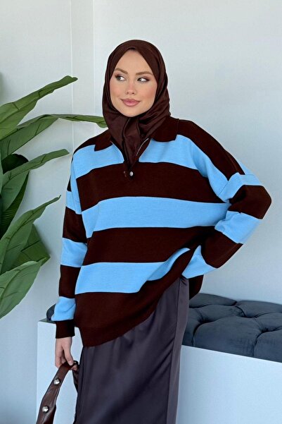 Hazamoda Advent Striped Sweater Blue