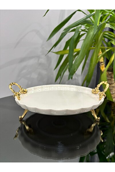 PARILTI HOME COLLECTİON أواني مائدة من البورسلين، وأطباق تقديم وتقديم مع قواعد معدنية