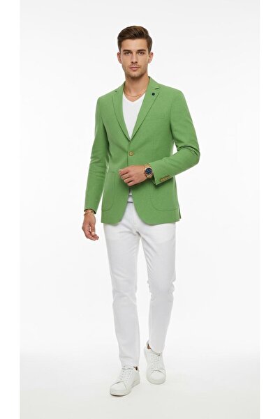 Plus Scorpion Jachetă blazer pentru bărbați slim fit cu un singur nasture, cu cu fantă buzunare duble, cu jumătate căptușită