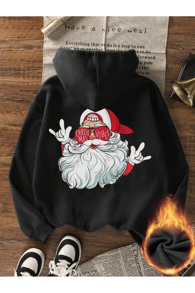 Flaubert -Women's Hoodie Christmas Printed Sweat Quality 3 Yarn Fabric Modern Oversized Cut