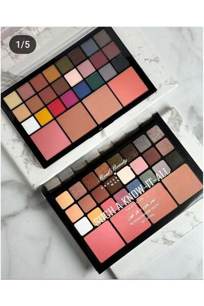 real beauty باليت أحمر الخدود وظلال العيون بـ ٢٨ لونًا