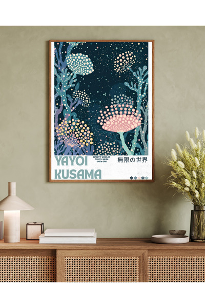 woodhomeworks Decor de birou și living dintr-o singură piesă, tablou Yayoi Ku...