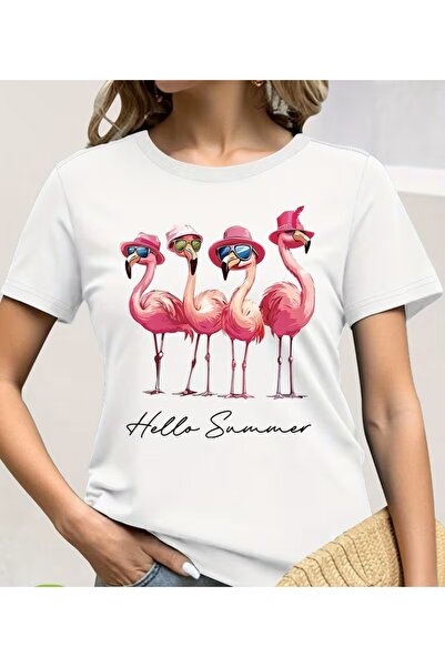 oneagılyazı Тениска с принт на фламинго
