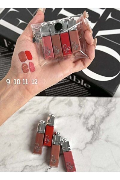 real beauty مجموعة أحمر شفاه سائل مكونة من 4 قطع