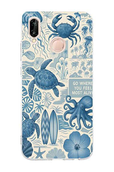 Manitoba Huawei P20 Lite Uyumlu Baskılı Yumuşak Silikon Şeffaf Telefon Kılıfı