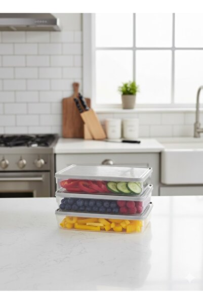 Stillo حاوية تخزين متعددة الأغراض - مجموعة من 3 قطع مربعة رمادية