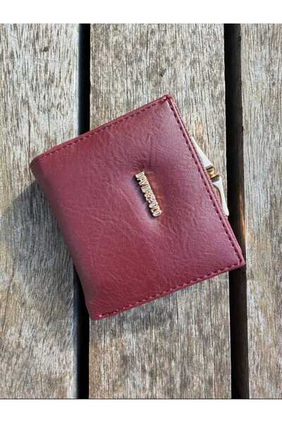 ÖZÜM TAKI Women's Medium Size Wallet with Card Holder Detail and Coin Compartment Burgundy