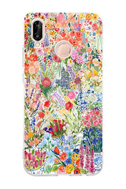 Manitoba Huawei P20 Lite Uyumlu Baskılı Yumuşak Silikon Şeffaf Telefon Kılıfı