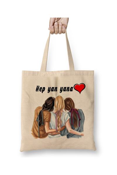 Toyaso Hep Yan Yana 3 Girlfriends White Cloth Bag Long Handle Shopping Bag Be...