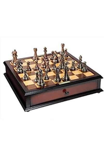 Ambassador طقم شطرنج كاسباروف جراند ماستر الفضي والبرونزي - بني