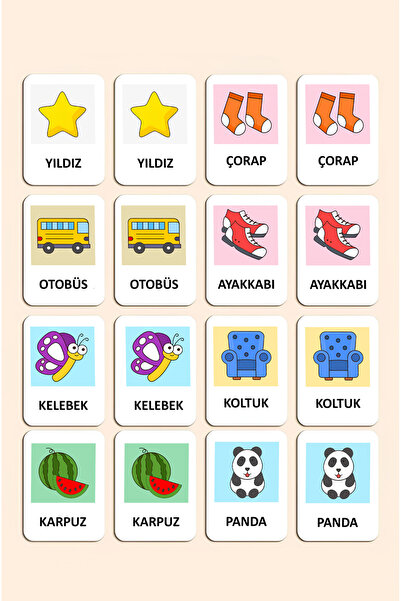 kutuTR Çocuklar İçin Eğitici Eşleştirme Kartları – Nesne ve Hayvan Temalı Haf...