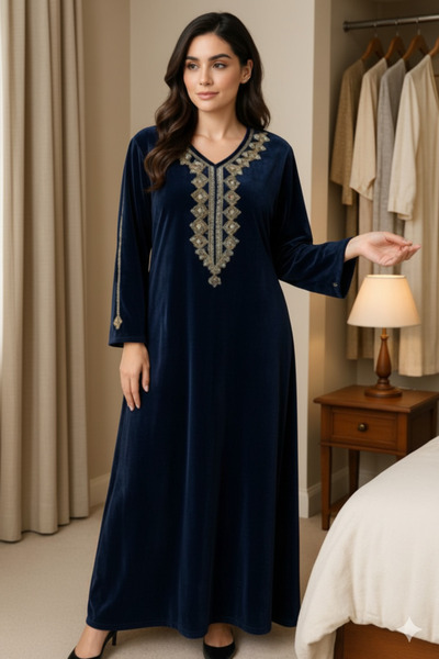 TIPTOPKSA جلابية مخمل تطريز راقية