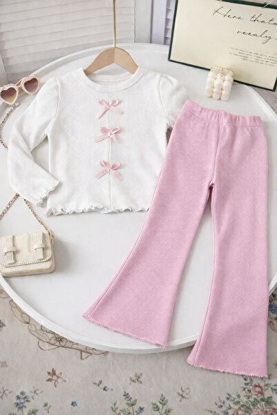 tunays shopping Set pentru fete evazat K tricotaj cu striații cu detaliu de f...