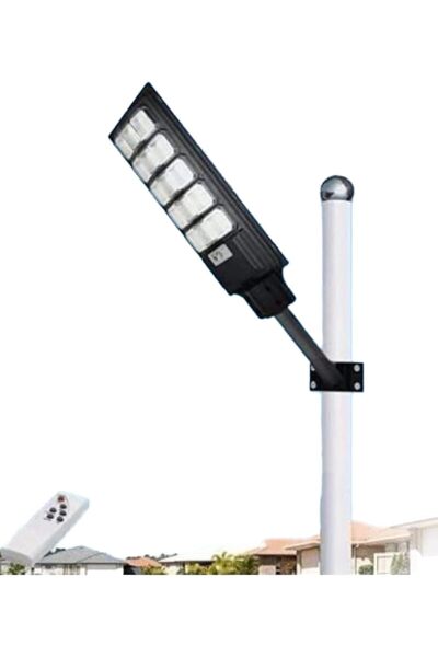 Generic مصباح شارع يعمل بالطاقة الشمسية بقدرة 1800 واط، مزود بمستشعر حركة وجهاز تحكم عن بعد يعمل من الغسق إلى الفجر (أبيض دافئ)