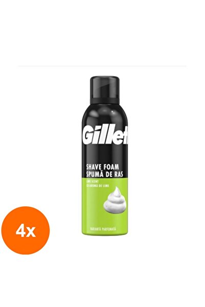 Gillette Set of 4 x Lemon Lime Shaving Foam, 200 ml