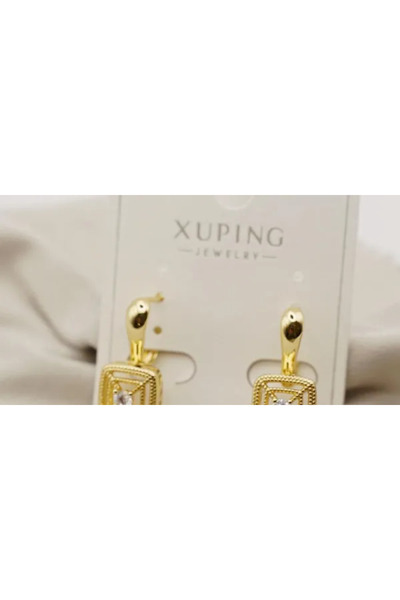 XUPING JEWELRY Cercei pătrați placați cu aur de 18k și pietre de zirconiu