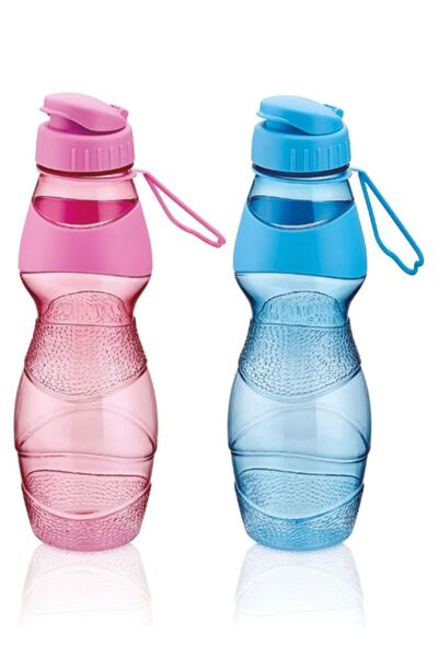 Generic Plastic Water Bottle 2 Pcs Set Blue and Pink For School and During Sp...