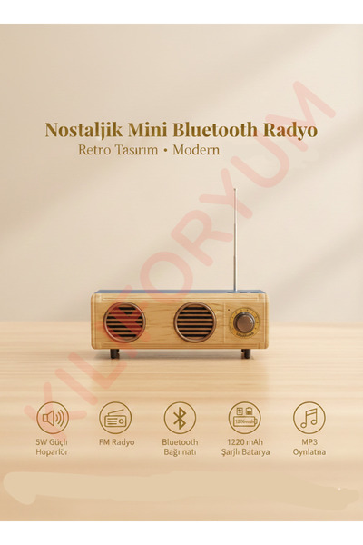 Kılıforyum Nostaljik Mini Retro Radyo – Bluetooth, FM, USB & TF Kart Destekli...