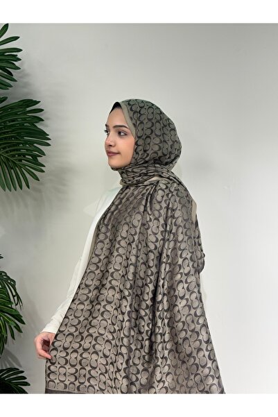 MORZE İthal çift taraflı coach ipek pamuk şal -kahverengi