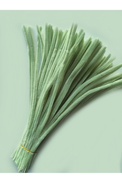 hyc heryerçiçeklenir 25 Pieces of Island Tea Green Chenille, Fuzzy Wire Suitable for Flower Making, 30 cm 6 mm