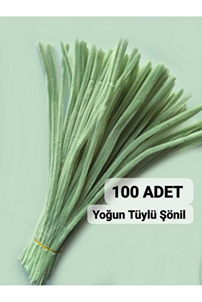 hyc heryerçiçeklenir 100 Adet Ada Çayı Yeşili Şönil, Çiçek Yapımına Uygun Tüy...