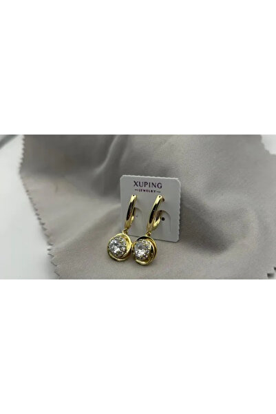 XUPING JEWELRY Cercei rotunzi placați cu aur de 18K și cristale de zirconiu