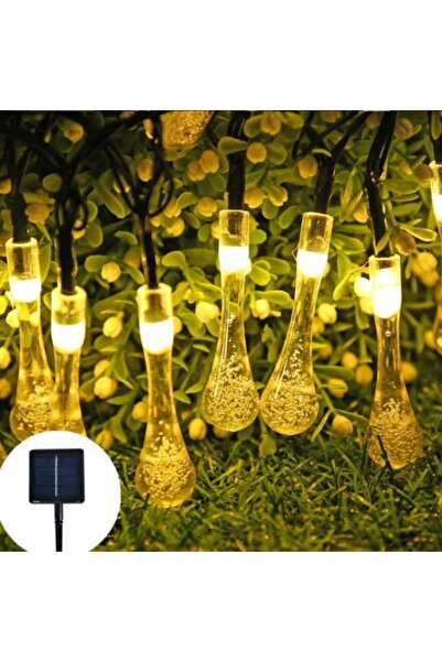 Genel Markalar 10 Led 2 Metre Sarı Kristal Su Damlası Güneş Enerjili Led Işık...
