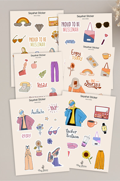 tinystoriestr مجموعة ملصقات بتصميم السفر - 6 قطع / مفكرة، دفتر ملاحظات، مجلة ...