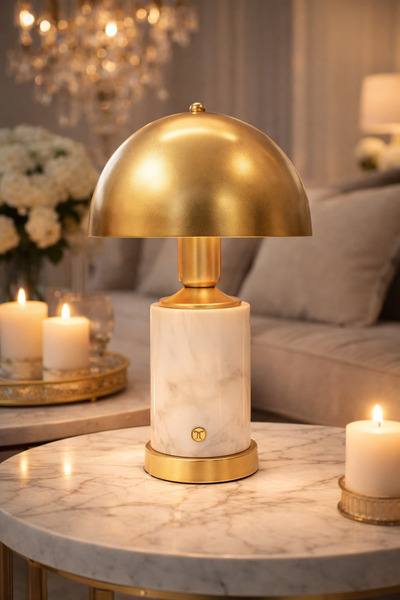 Montdekor EL YAPIMI MERMER TAŞLI BRONZ ABAJUR