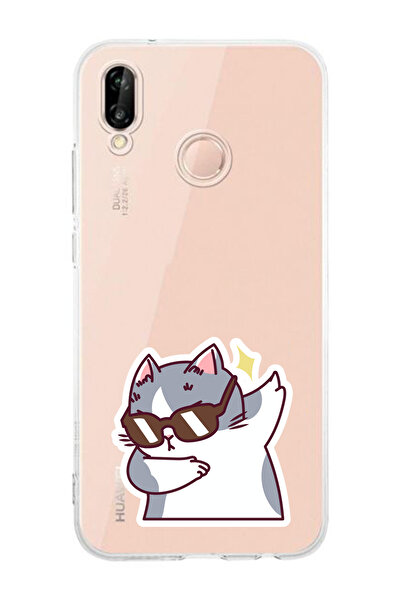 Manitoba Huawei P20 Lite Uyumlu Baskılı Yumuşak Silikon Şeffaf Telefon Kılıfı