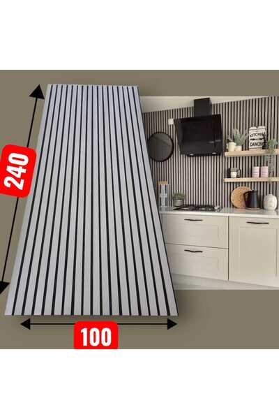 ÖZBİR KITCHEN Yeni Gri Akustik Duvar Paneli 100x240 Ahşap Duvar Paneli