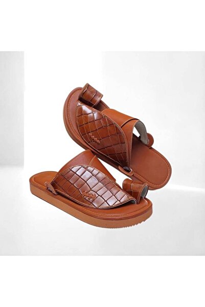 chic najd Honey-colored oriental shoes with crocodile pattern, leather - size 44