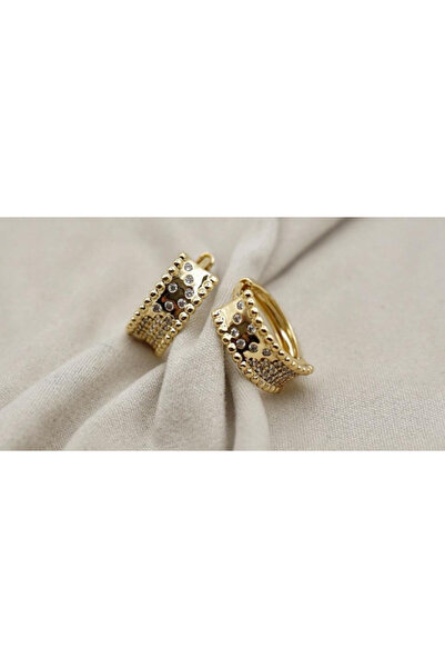 XUPING JEWELRY Cercei rotunzi placați cu aur de 18K și cristale de zirconiu