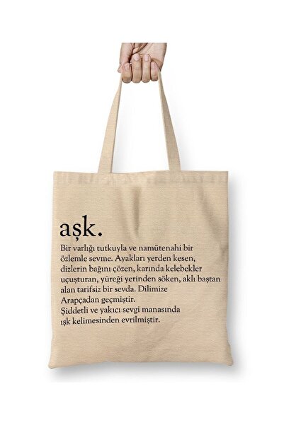 Toyaso Love Meaning of the Word Gift for Lover White Cloth Bag Long Handle Sh...