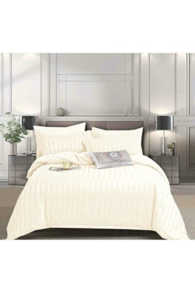 MHR Double Bed Linen Set, Deluxe Satin Finish with Elastic, 6 Pieces