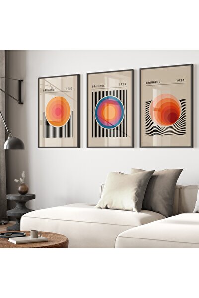 Base Concept Bauhaus Üçlü Çerçeve Poster Tablo Seti (Çerçeveli)