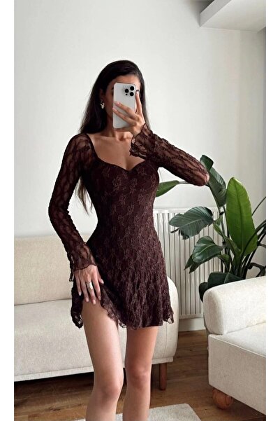 DAME Women's Strapless Lined Lace Dress