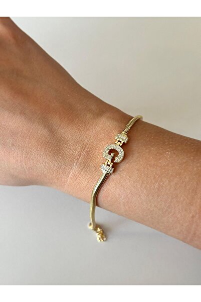 Charmist 14K Çelik Üzeri Altın Kaplama Kuyumcu İşçiliği Harf Bileklik