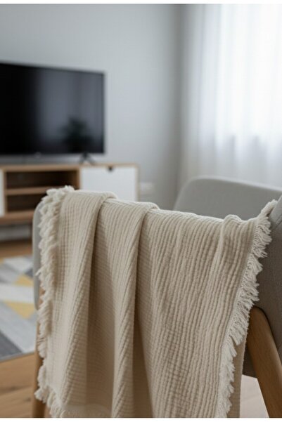 Mujo Home Collection 100% Organic Cotton 4-Layer Muslin Sofa Throw - Tv Blank...