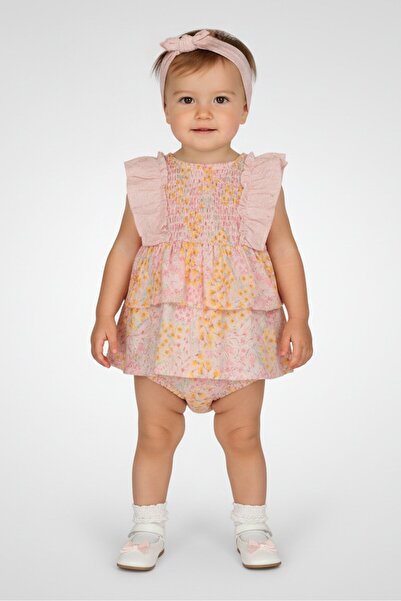 NANETTE LEPORE Toddlers Girl 3 Pieces Floral Pattern Dress And Panty With Hea...