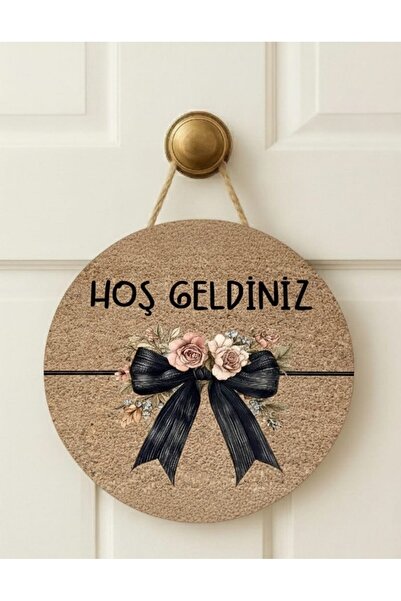 e&a care Hoşgeldiniz Kurdele Baskı Kapı Süsü Ahşap MDF UV Baskı 2D