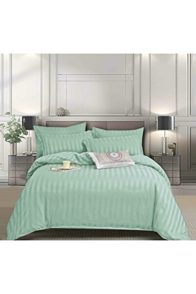 MHR Double Bed Linen Set, Deluxe Satin Finish with Elastic, 6 Pieces